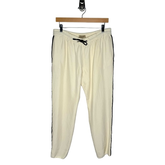 Burberry | Silk Track Pants in Cream with Black Piping US 8 - Picture 2 of 12